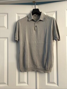 Men's Light Gray Short-Sleeve Polo Shirt